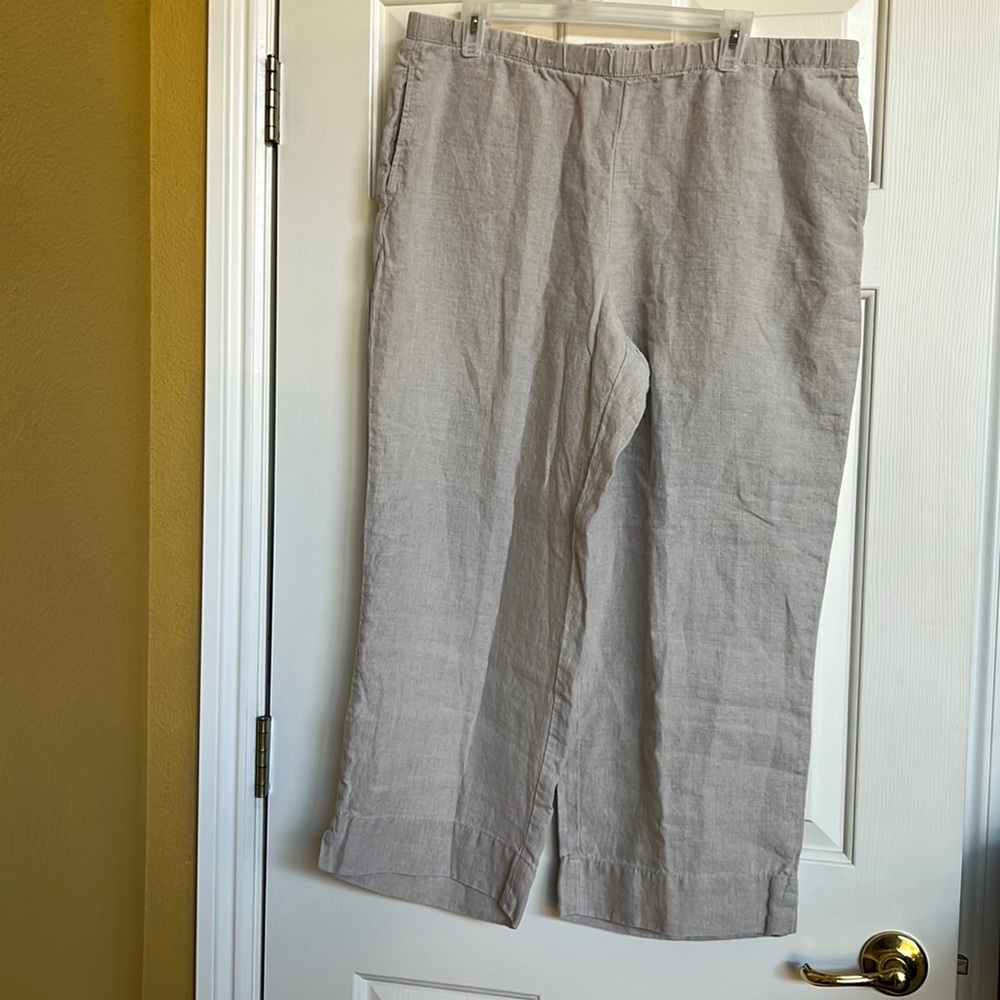 J. Jill Linen Blend Wide-Leg Pants in Light Taupe